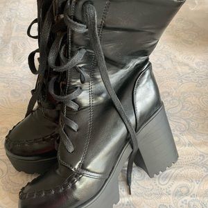 Black chunky heel boots for women size 9 1/2